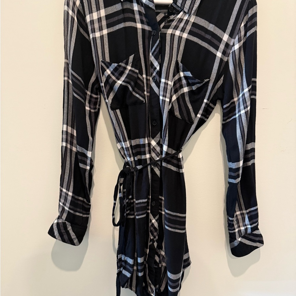 Rails Black and White Plaid Shirt Dress